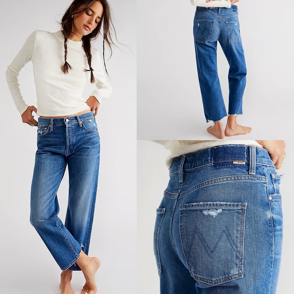 NWOT! MOTHER The Ditcher Crop Chew Jeans SZ.32